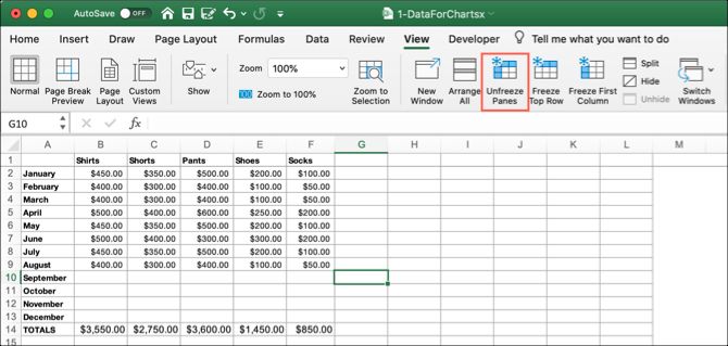 freeze a single row in excel for mac